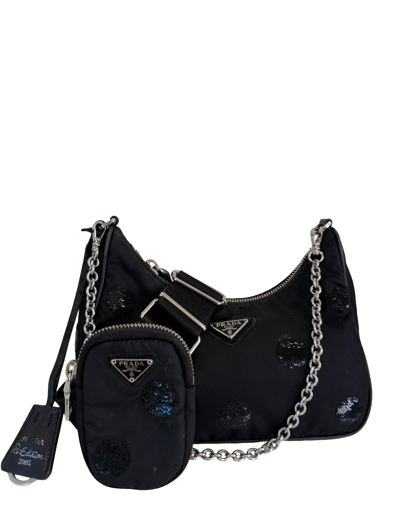 Prada Nylon Sequin Embellished Polka Dot Re-Edition 2005 Multi-Pochette