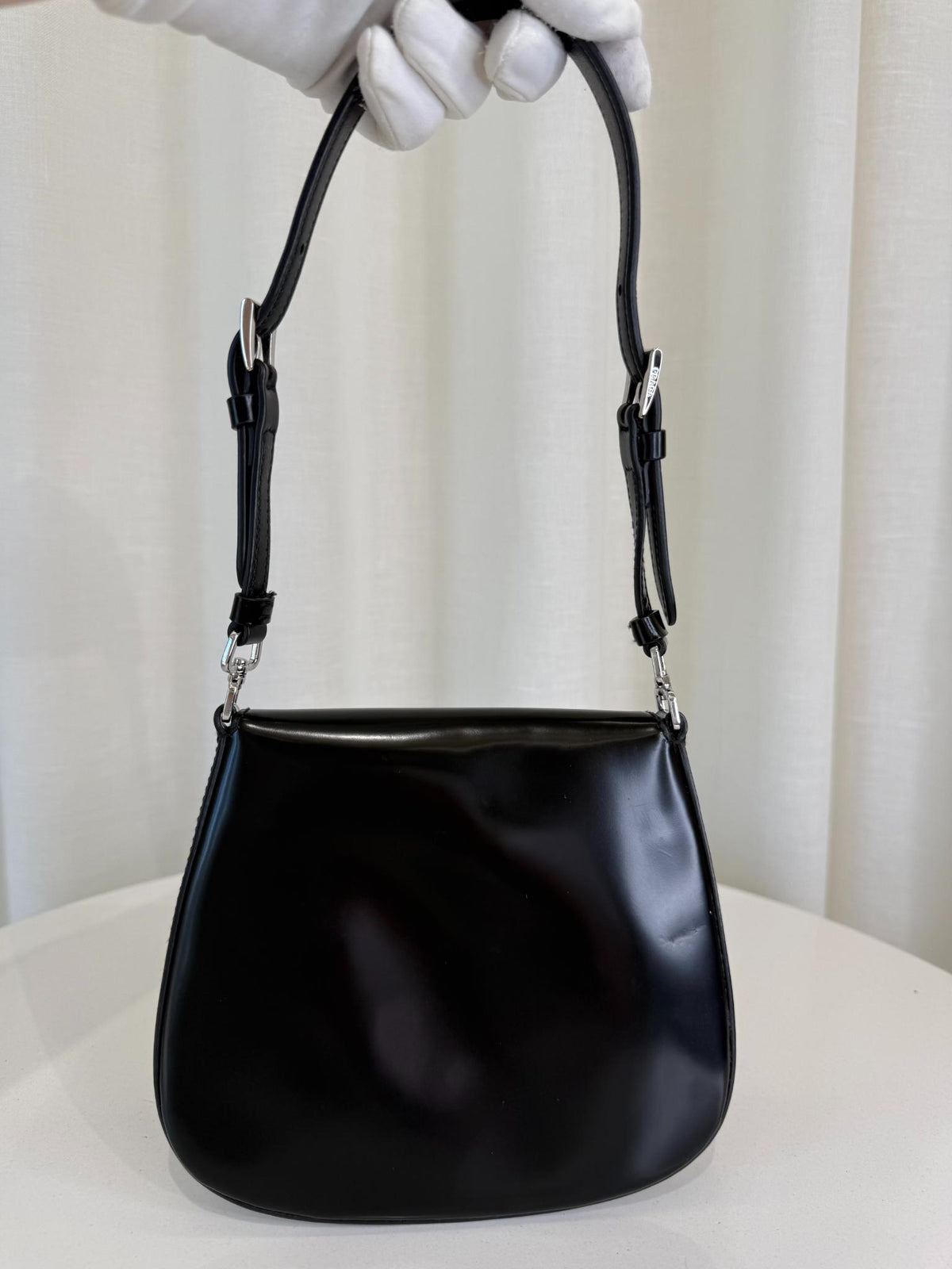 Prada Mini Cleo Black Spazzolato Leather Shoulder Bag