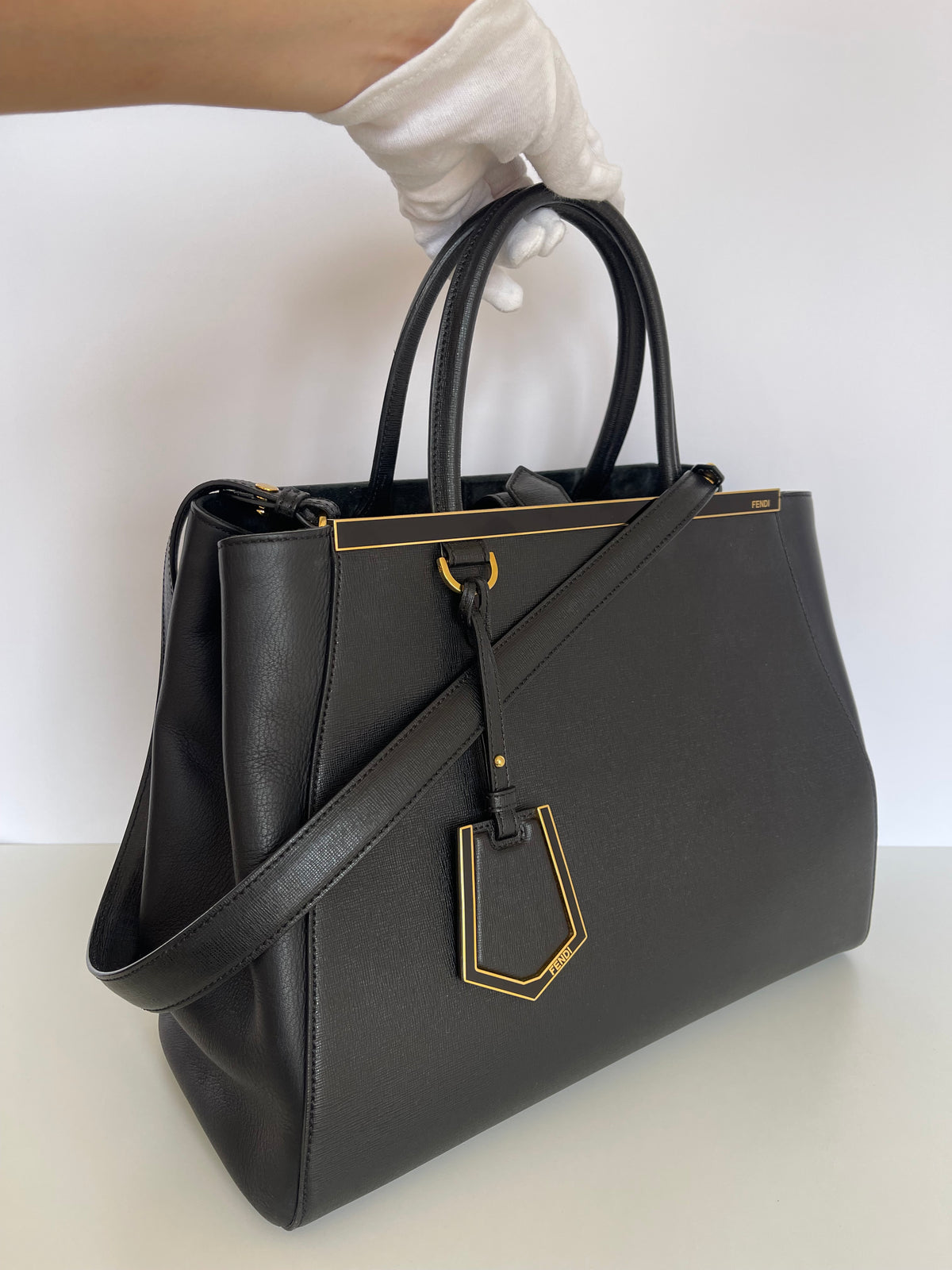 Fendi Black Leather Medium 2Jours Tote