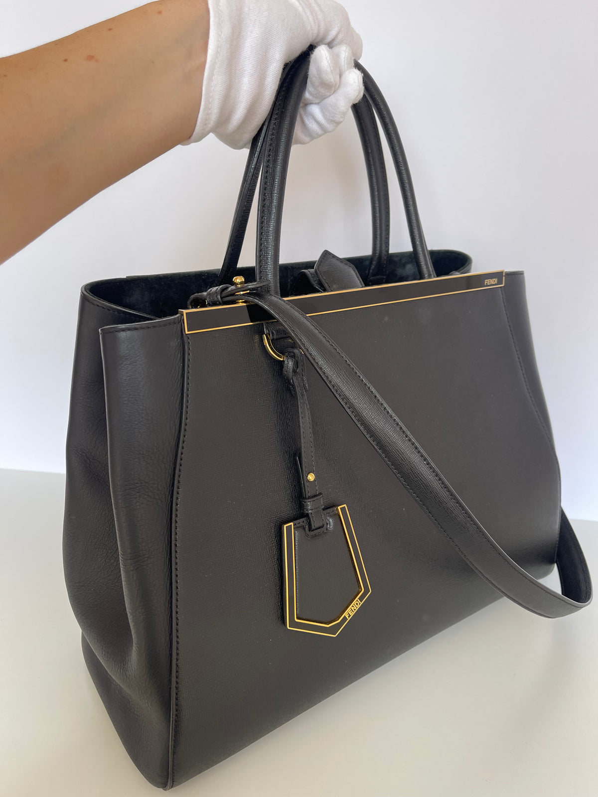 Fendi Black Leather Medium 2Jours Tote