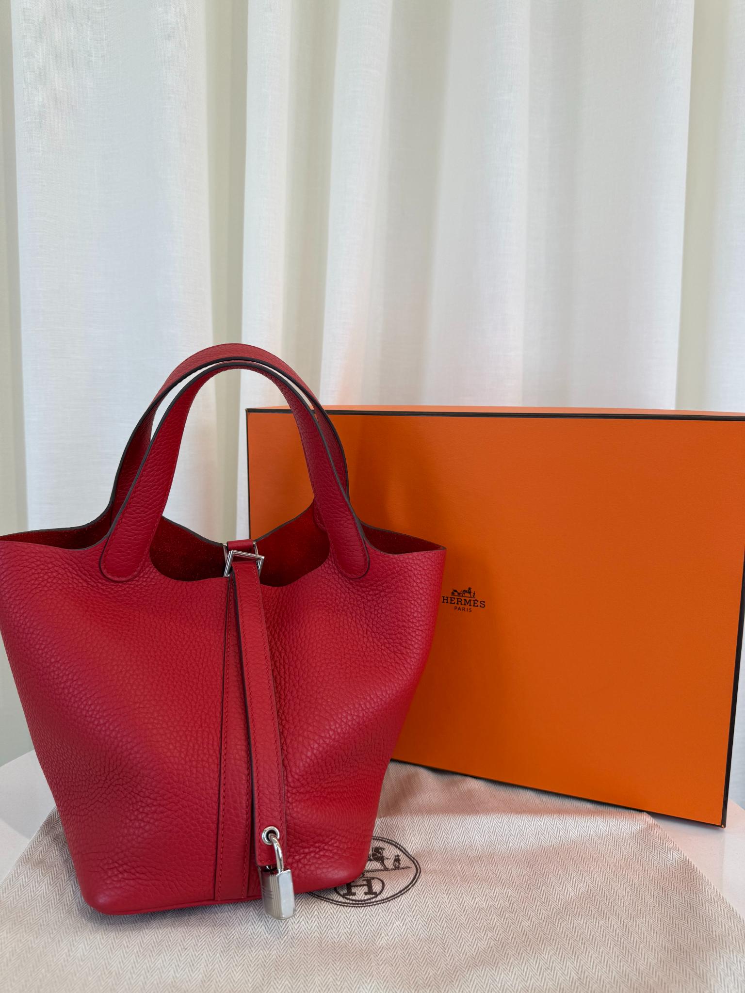 Hermès Picotin Lock 18 Taurillon Clemence Rouge de Coeur