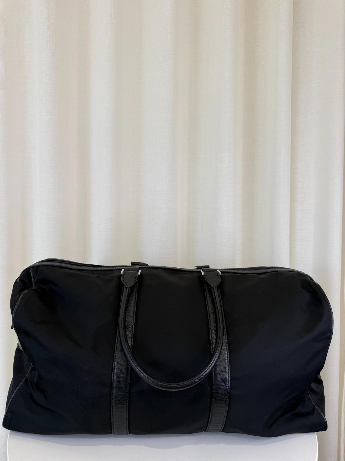 Prada Black Nylon and Saffiano Leather Travel Bag