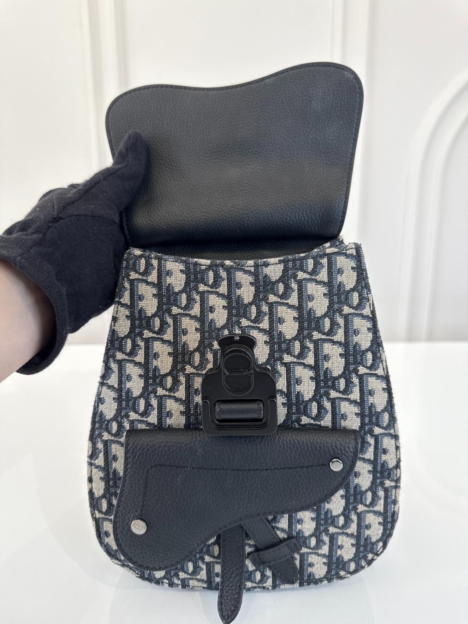 Dior Men's Gallop Sling Navy Blue Oblique Canvas Jacquard Bag