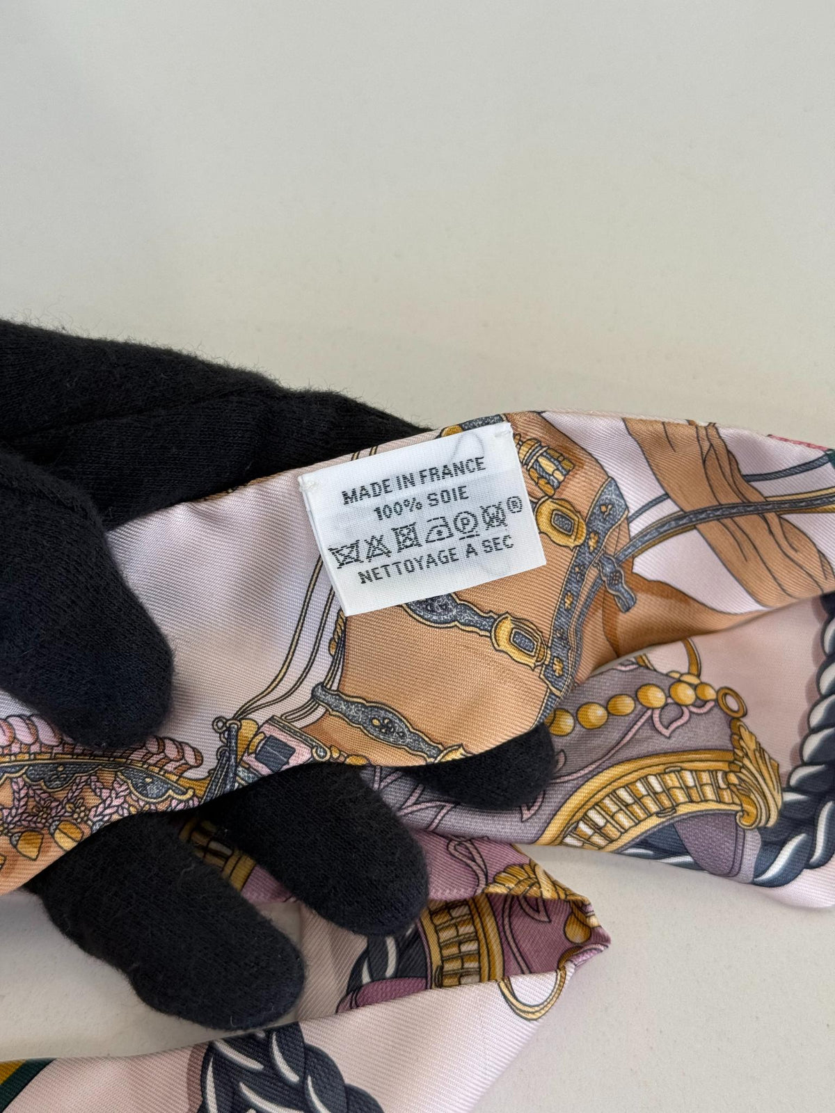 Hermes Silk Grand Apparat Twilly Rose Nacre Gold Anthracite