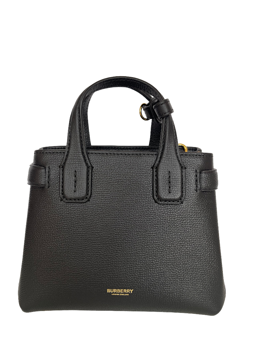 Burberry Baby Banner  Black Leather House Check Tote Bag