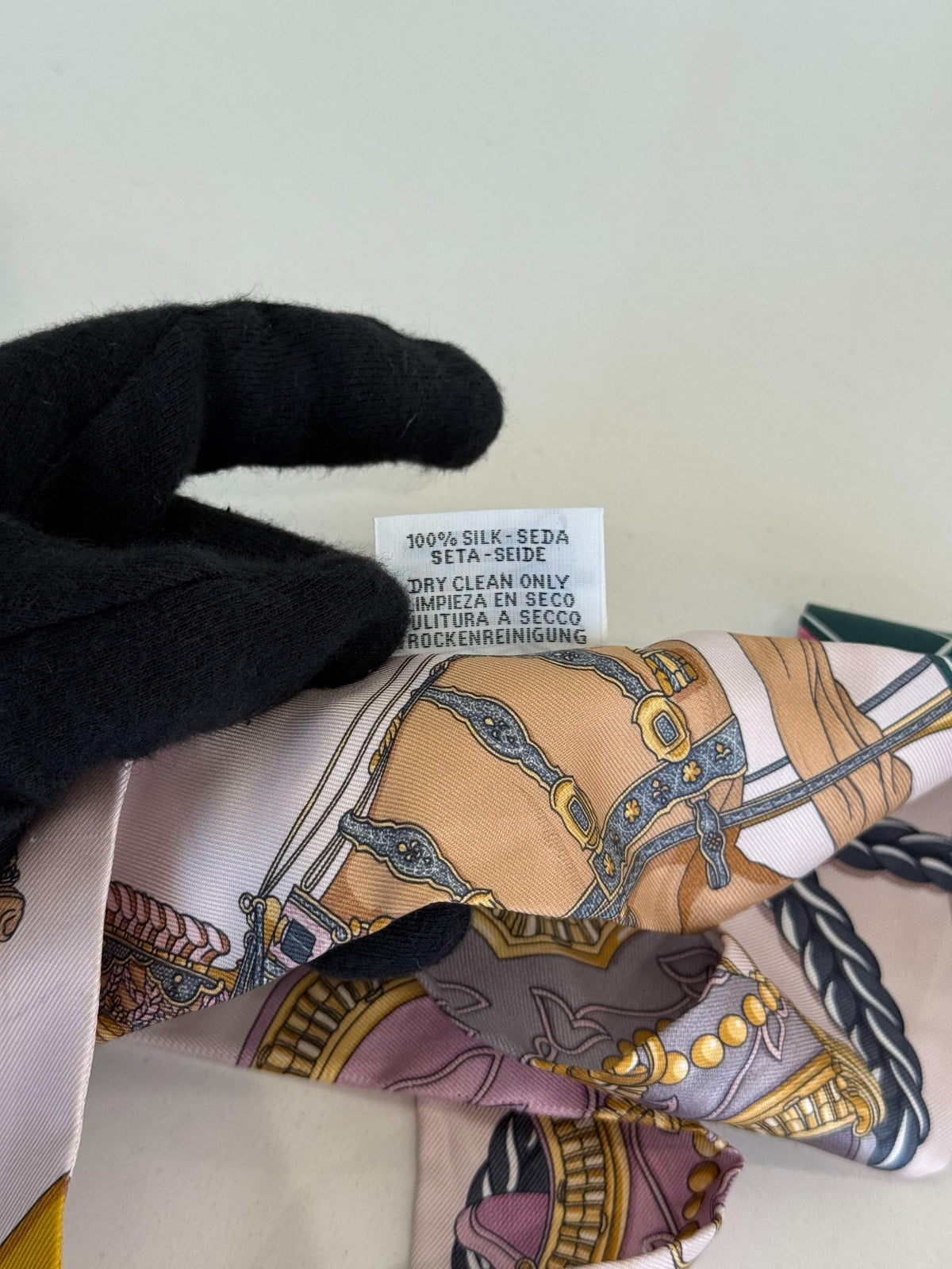 Hermes Silk Grand Apparat Twilly Rose Nacre Gold Anthracite