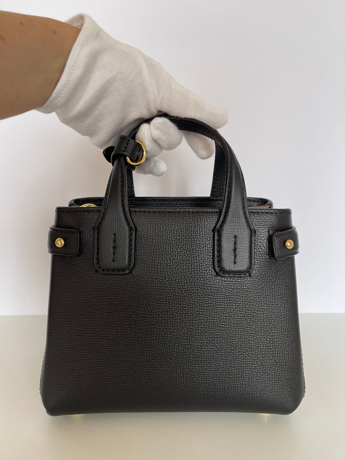 Burberry Baby Banner  Black Leather House Check Tote Bag