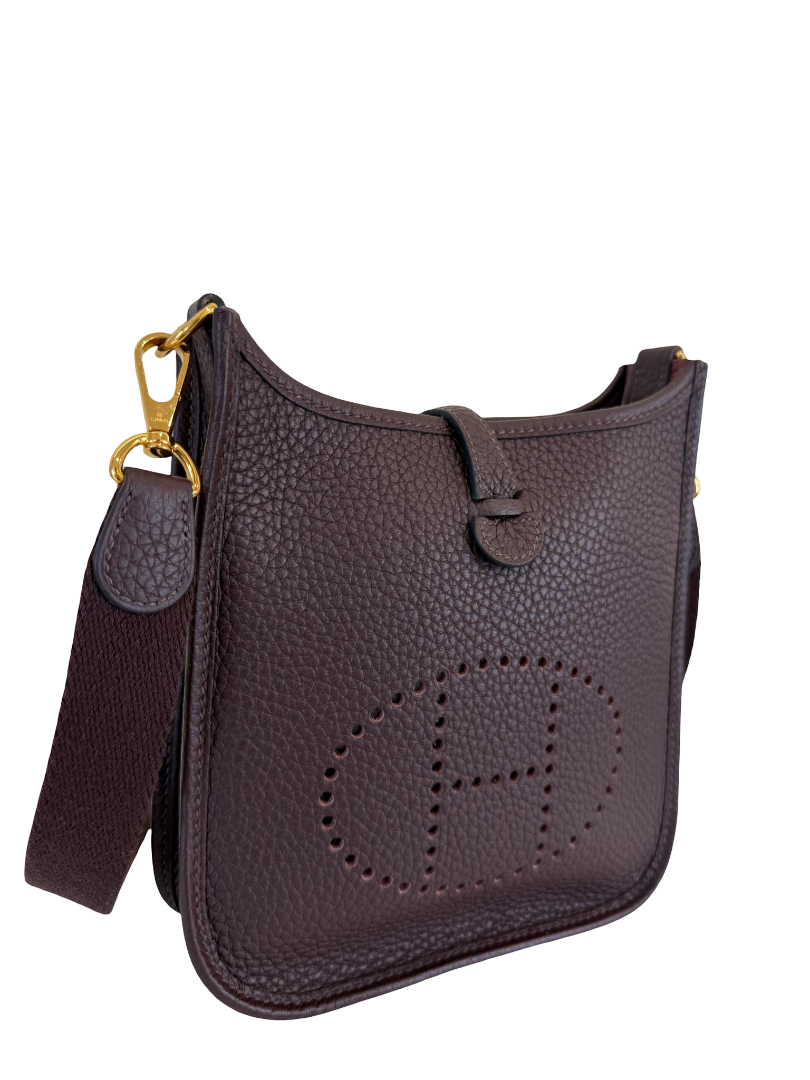 Hermès Bordeaux Clemence Mini Evelyne TPM Gold Hardware