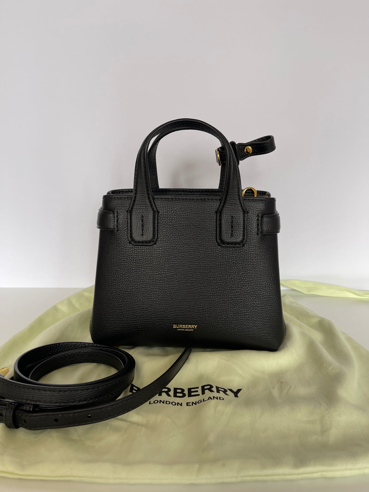 Burberry Baby Banner  Black Leather House Check Tote Bag