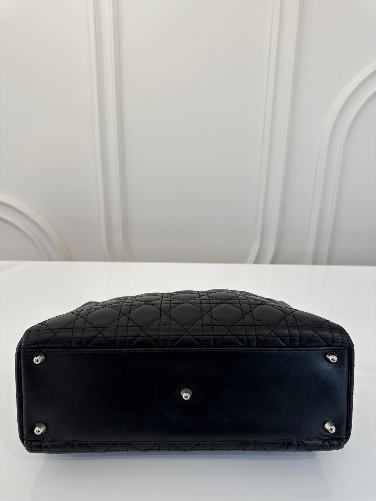 Christian Dior Large Lady Dior Black Cannage Lambskin Handbag