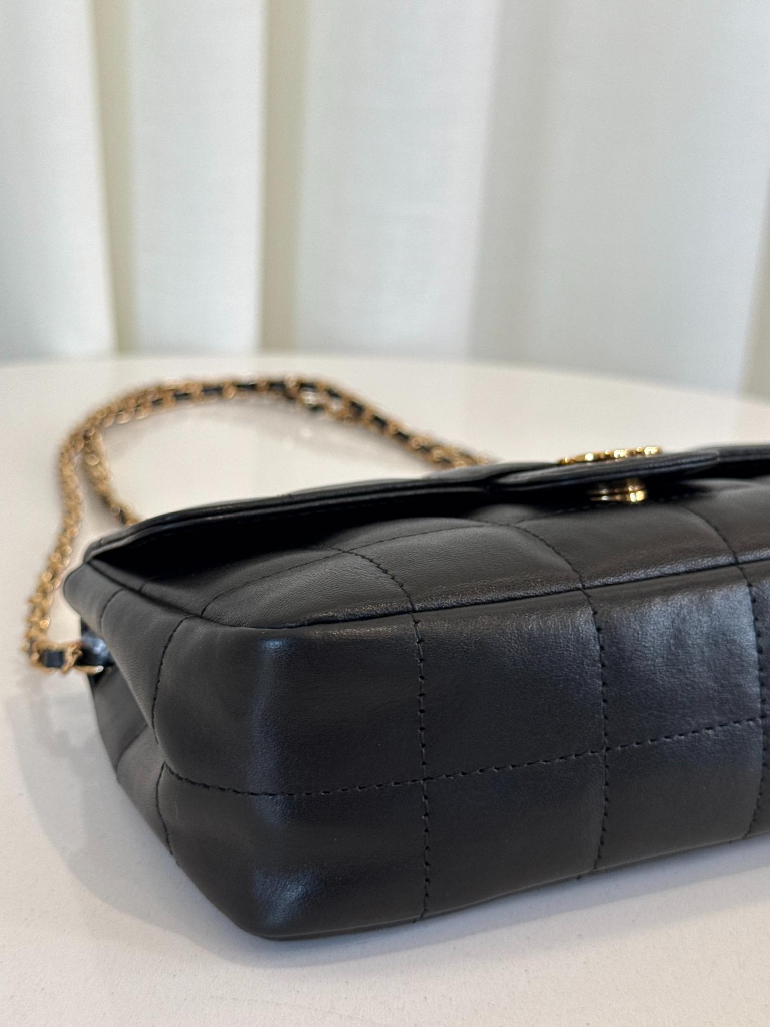 Chanel Black Lambskin Chocolate Bar Mini Flap Bag