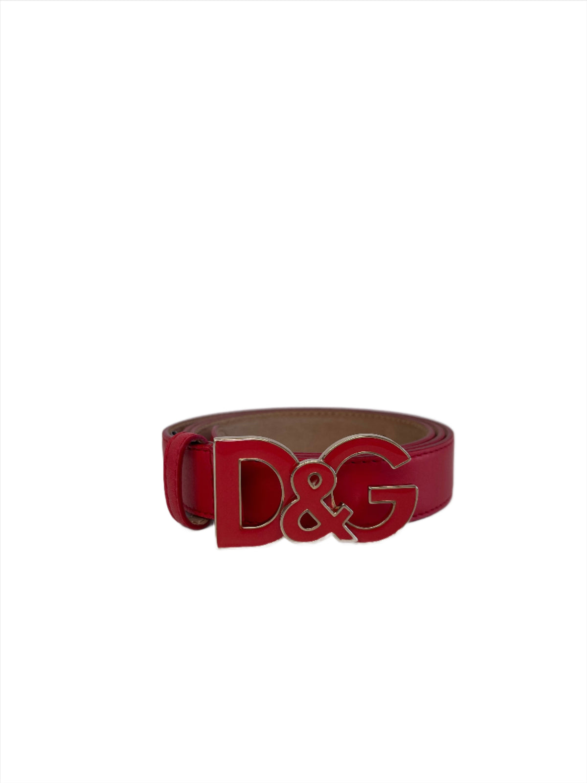 D&G Logo Buckle Belt in Red Leather