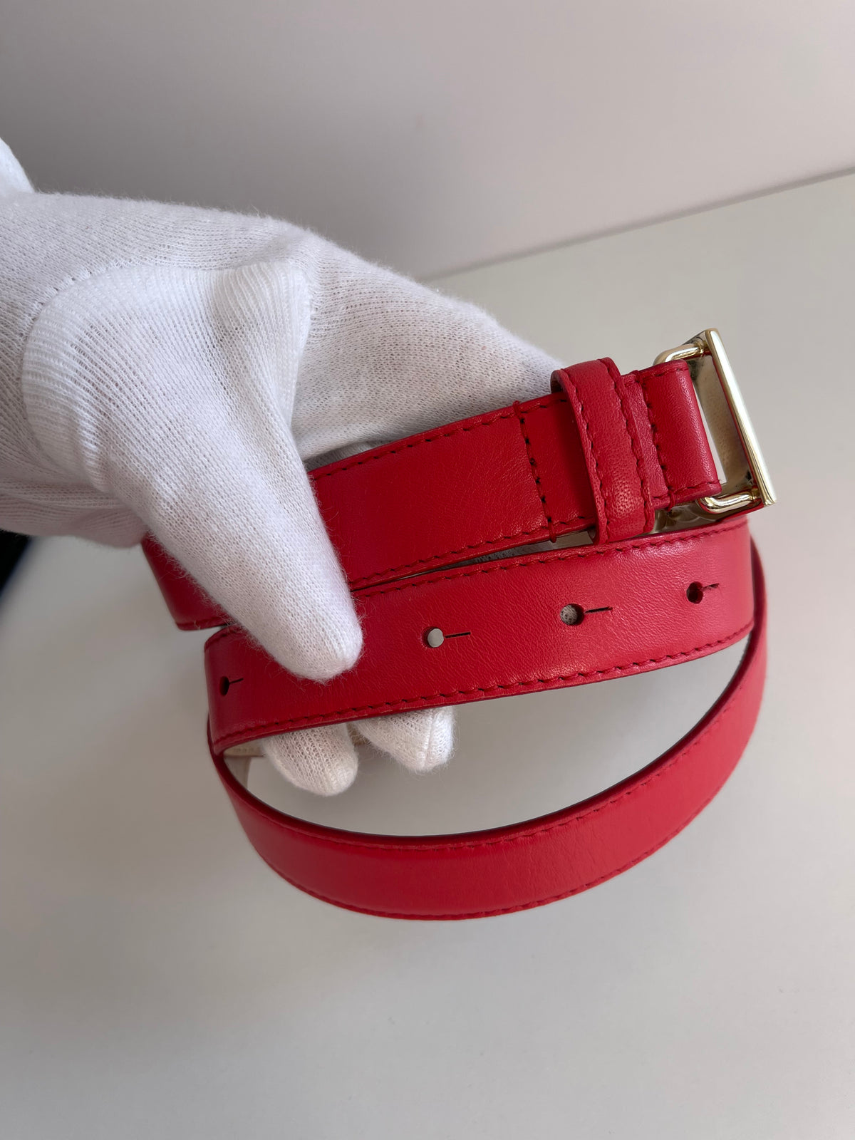 D&G Logo Buckle Belt in Red Leather