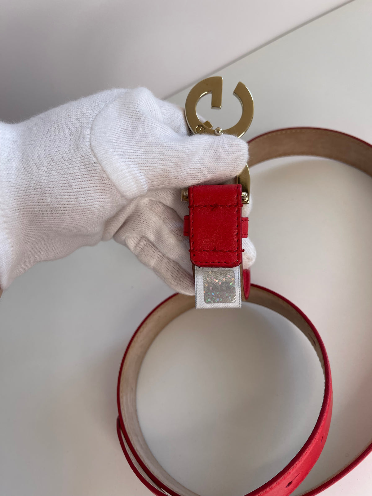 D&G Logo Buckle Belt in Red Leather