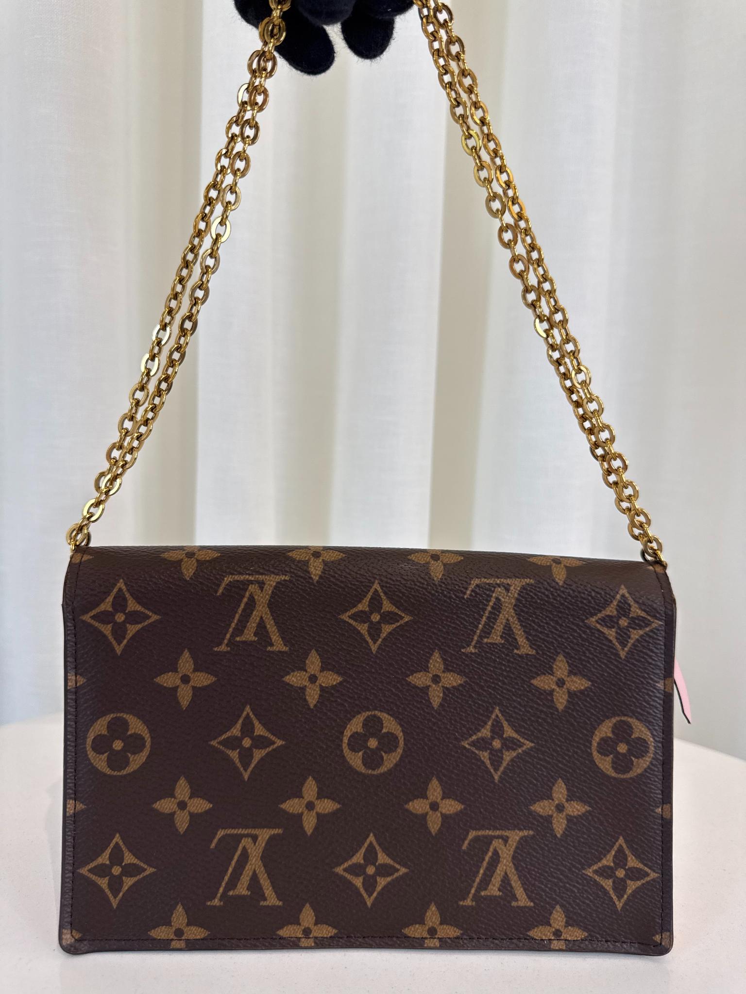 Louis Vuitton Flore Monogram Canvas/Rose Ballerine Wallet on Chain