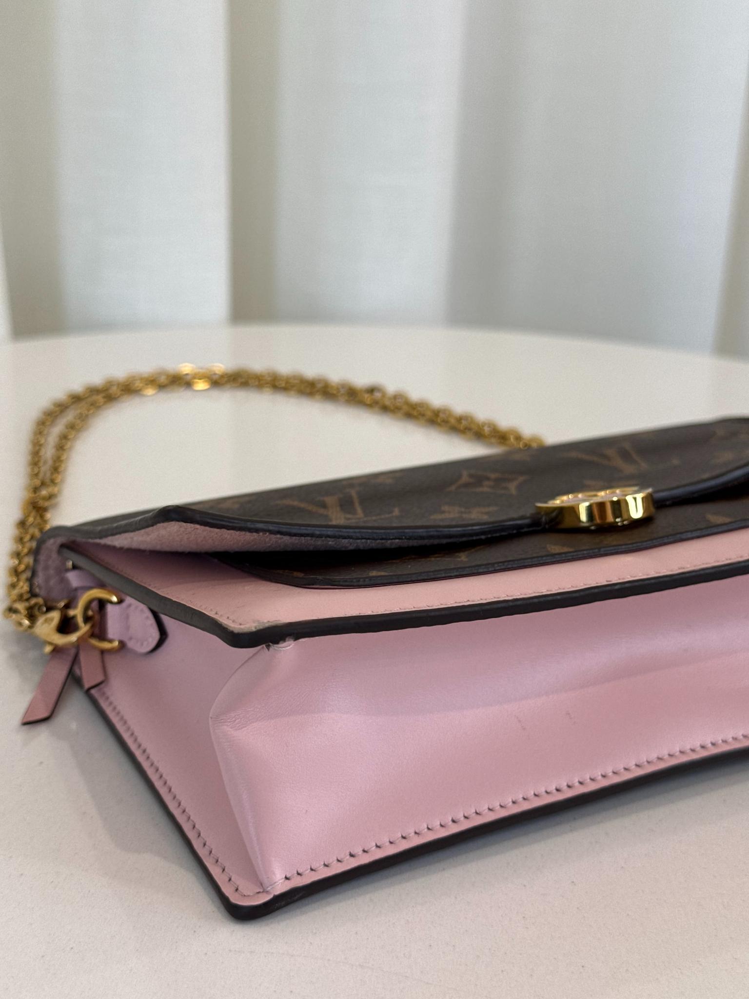 Louis Vuitton Flore Monogram Canvas/Rose Ballerine Wallet on Chain
