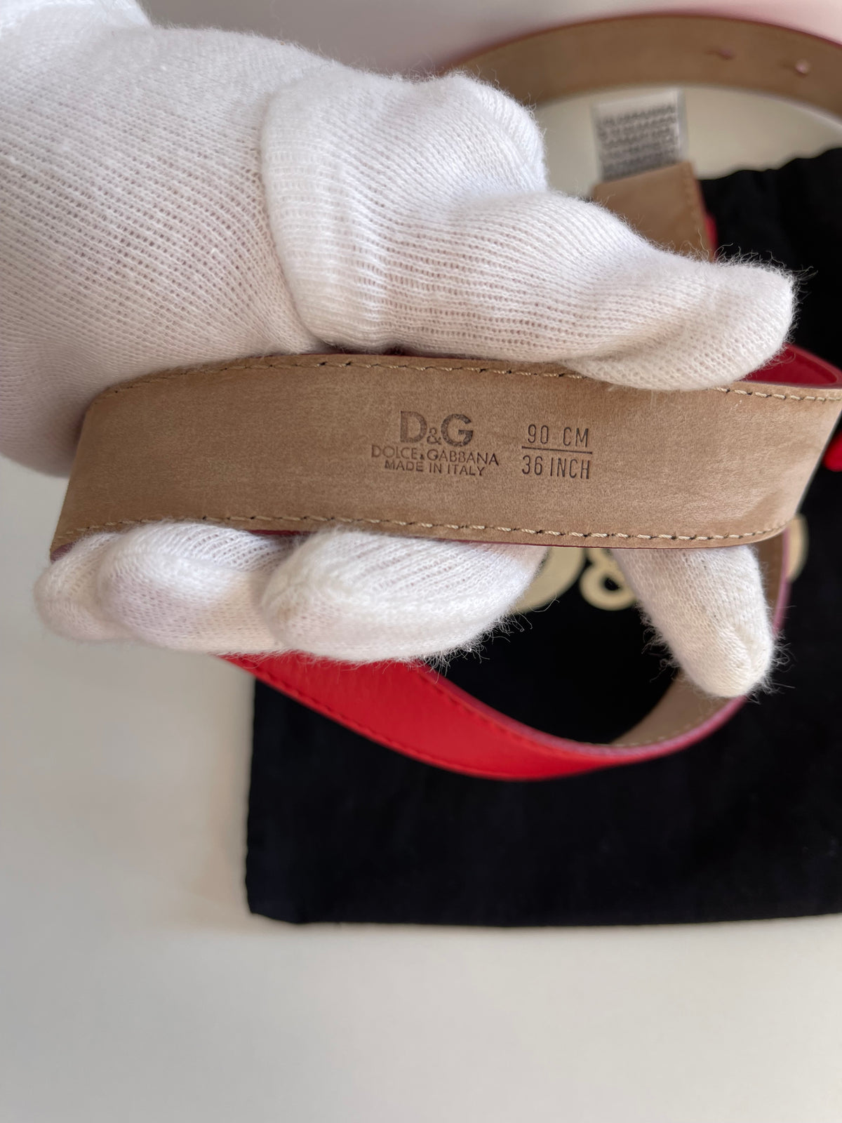 D&G Logo Buckle Belt in Red Leather