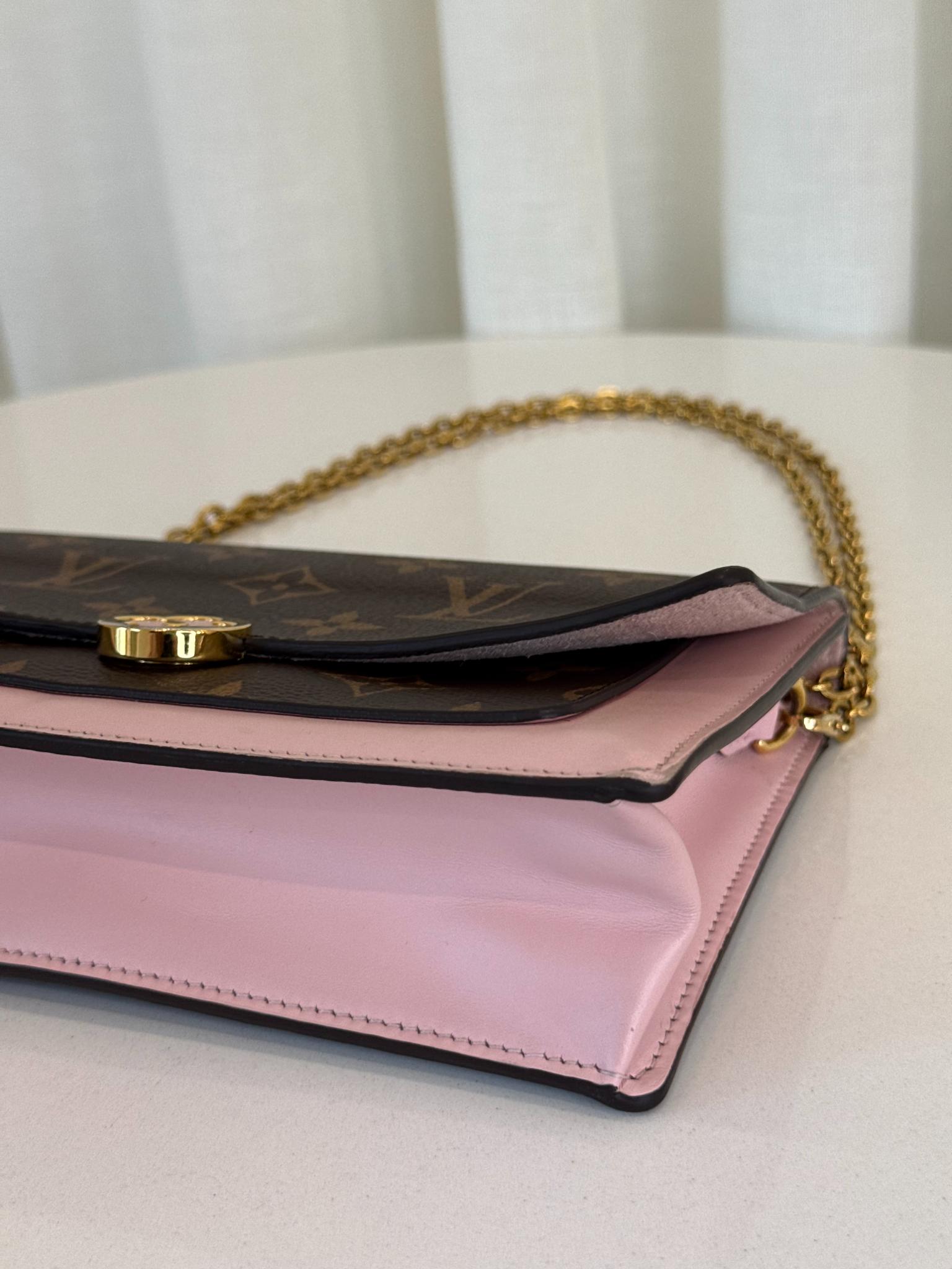Louis Vuitton Flore Monogram Canvas/Rose Ballerine Wallet on Chain