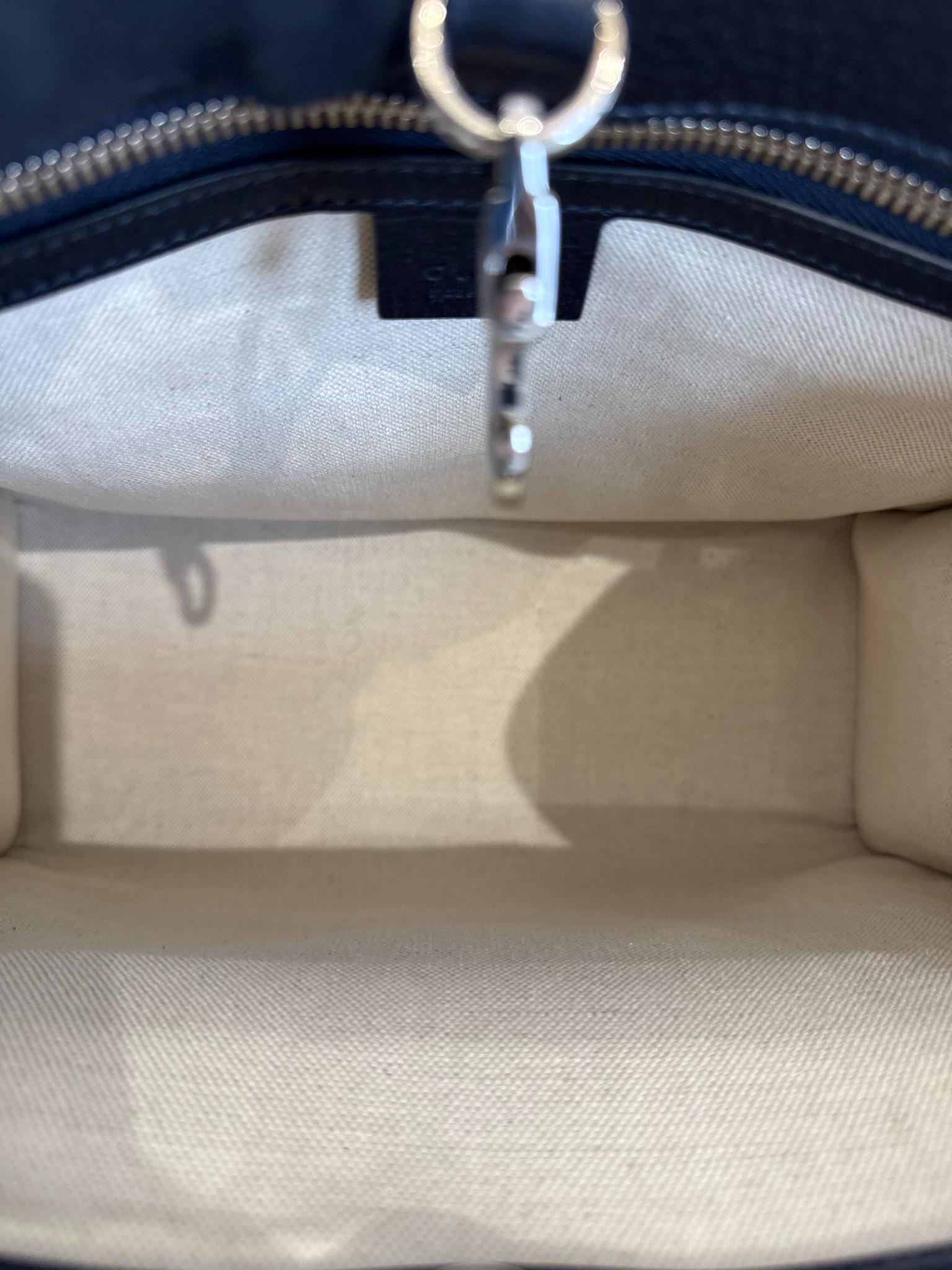 Gucci Monogram Blue GG Canvas/Calfskin Retro Tote Bag