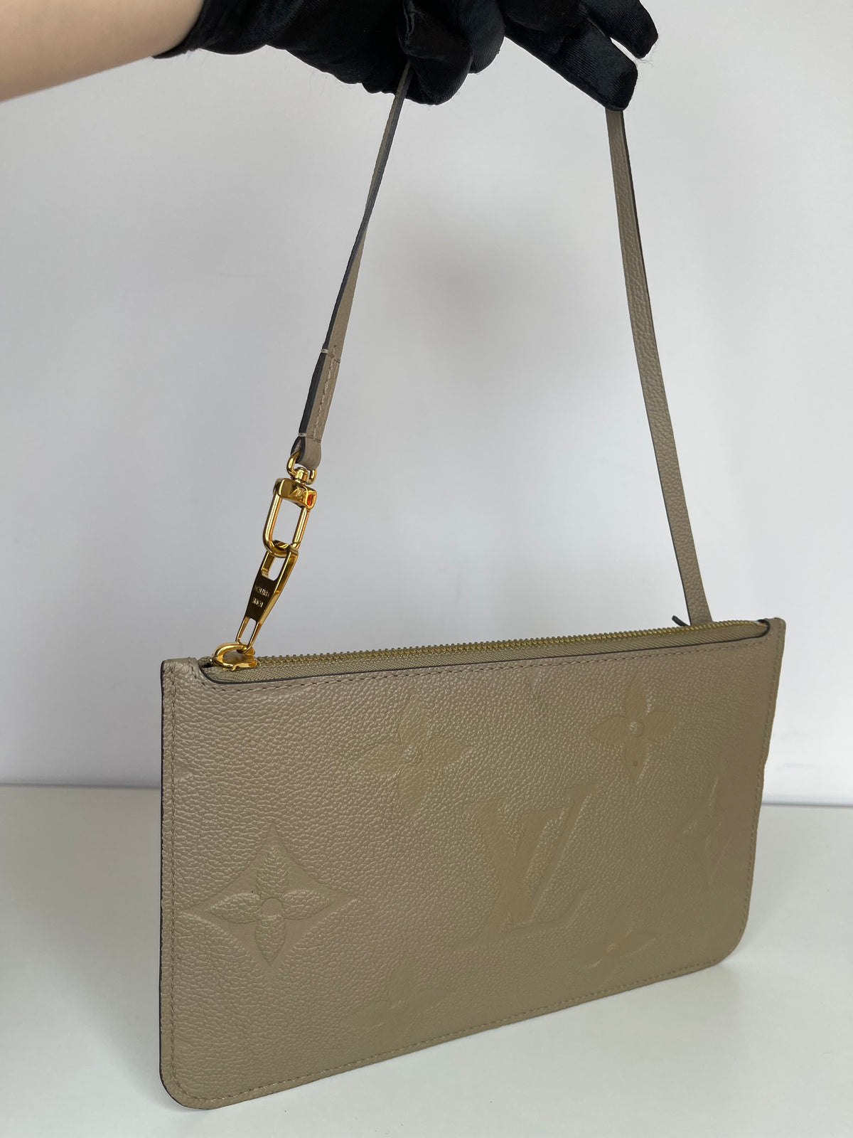 Louis Vuitton Monogram Empreinte Pochette Neverfull Tourterelle