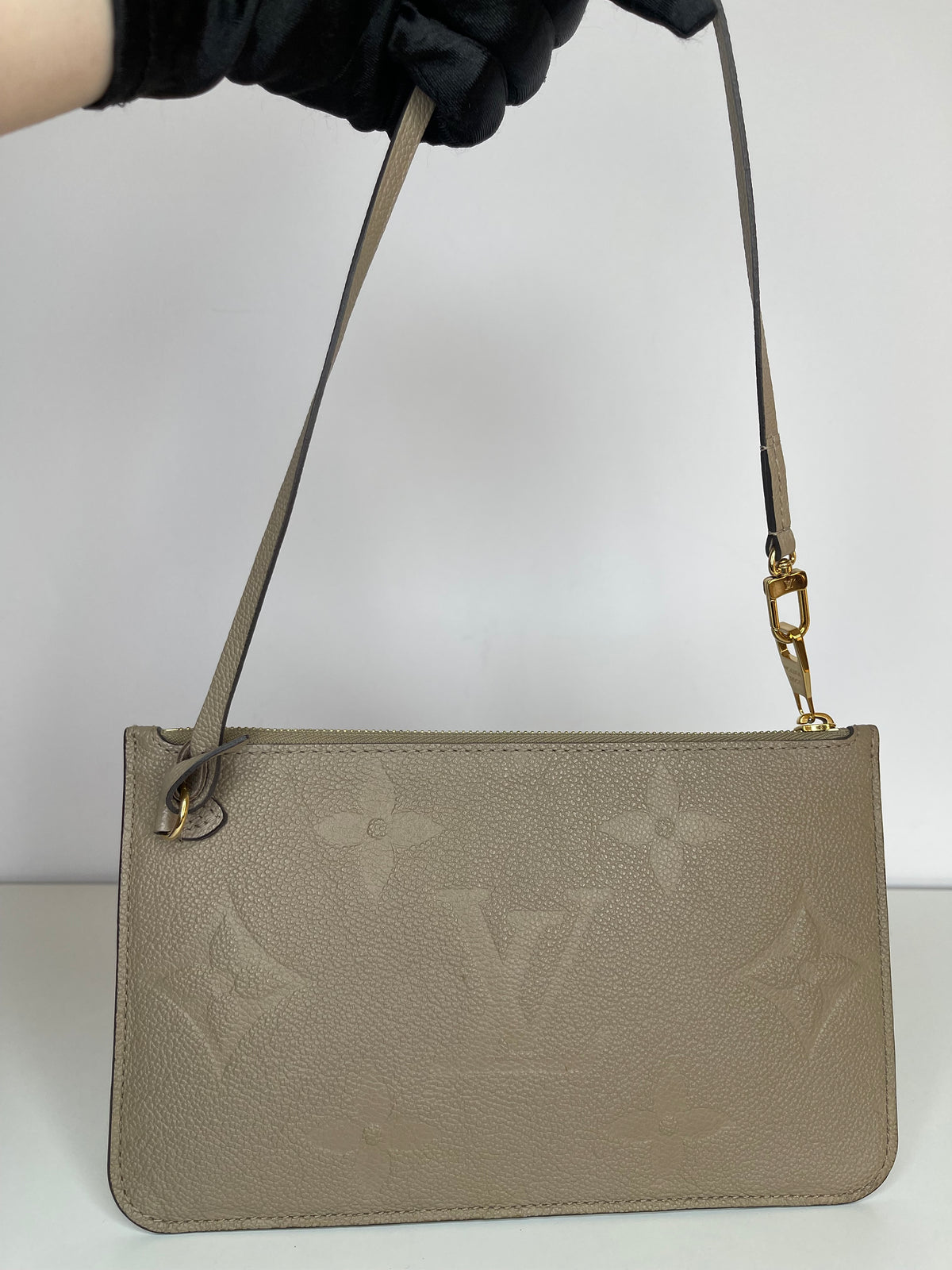 Louis Vuitton Monogram Empreinte Pochette Neverfull Tourterelle