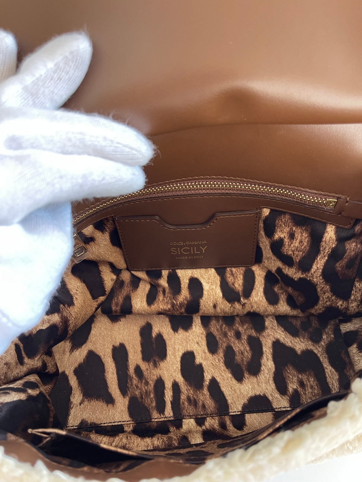 Dolce & Gabbana Large Sicily Faux Shearling Handbag