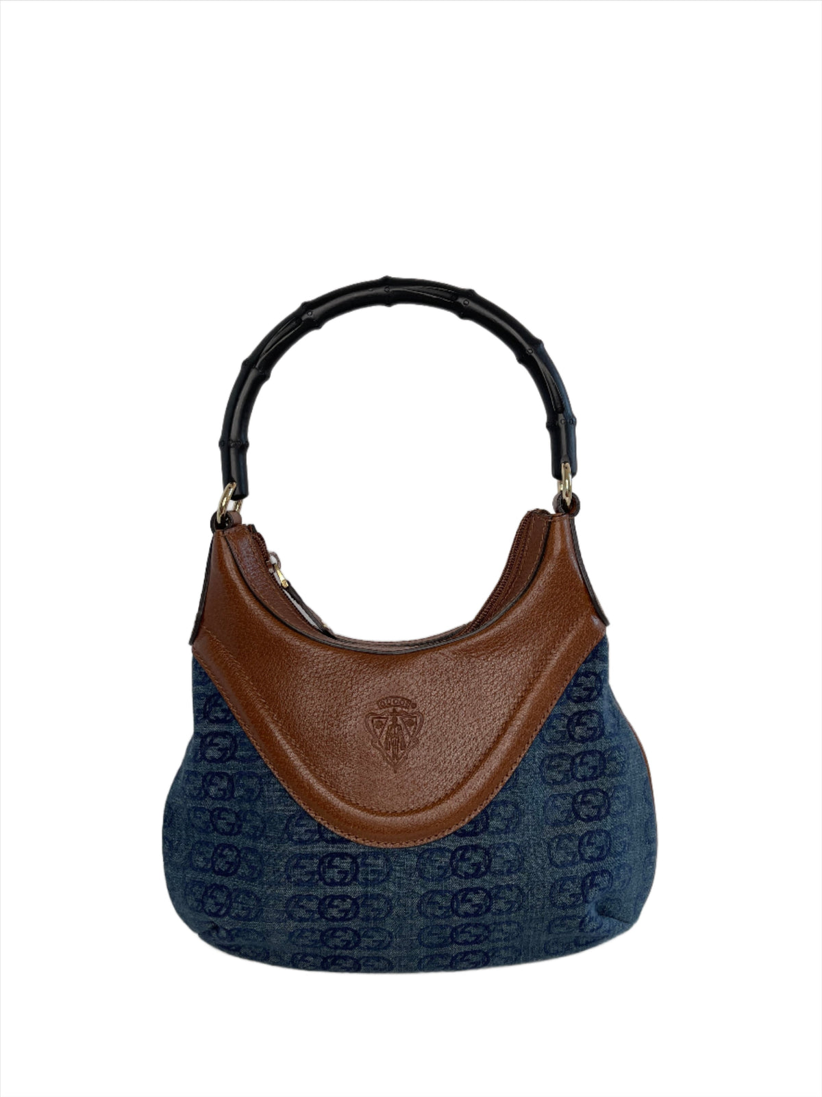 Gucci Denim Hysteria Crest Small Hobo Bag