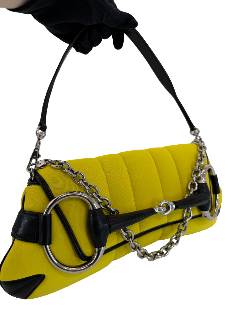 Gucci Horsebit Chain Medium Shoulder Bag Yellow