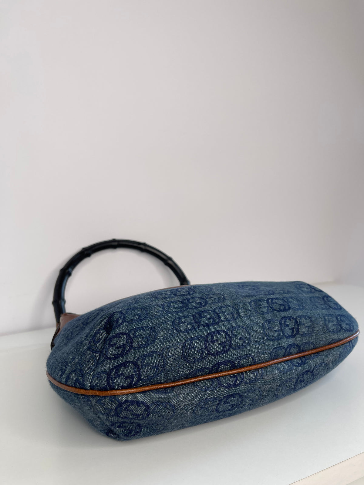 Gucci Denim Hysteria Crest Small Hobo Bag