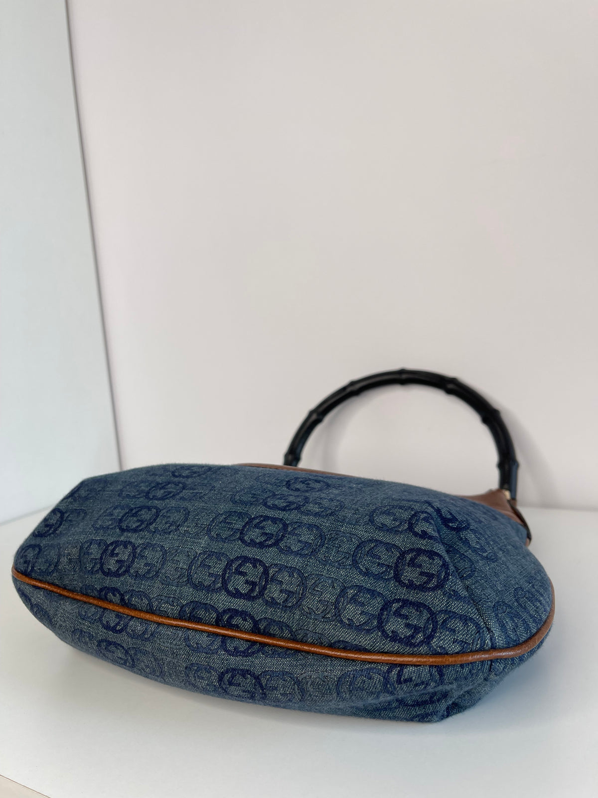 Gucci Denim Hysteria Crest Small Hobo Bag