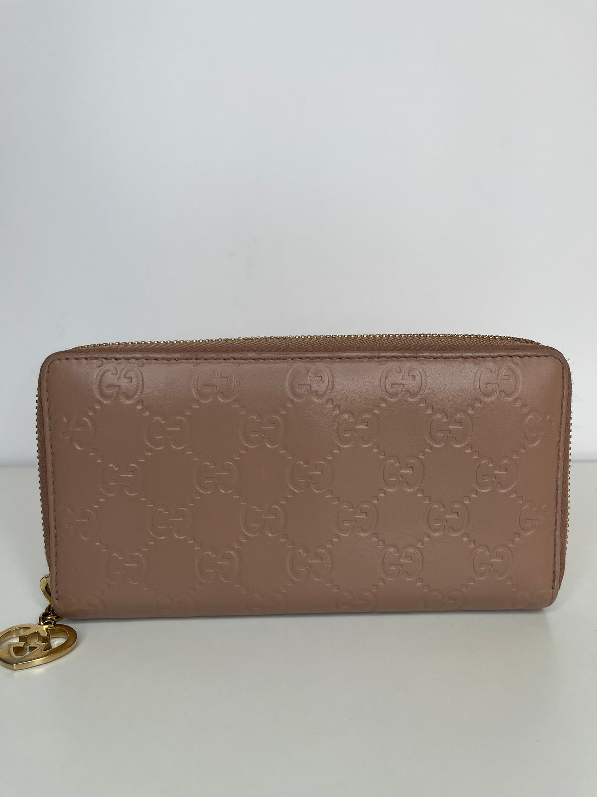 Gucci Guccissima Zip Around Wallet Beige