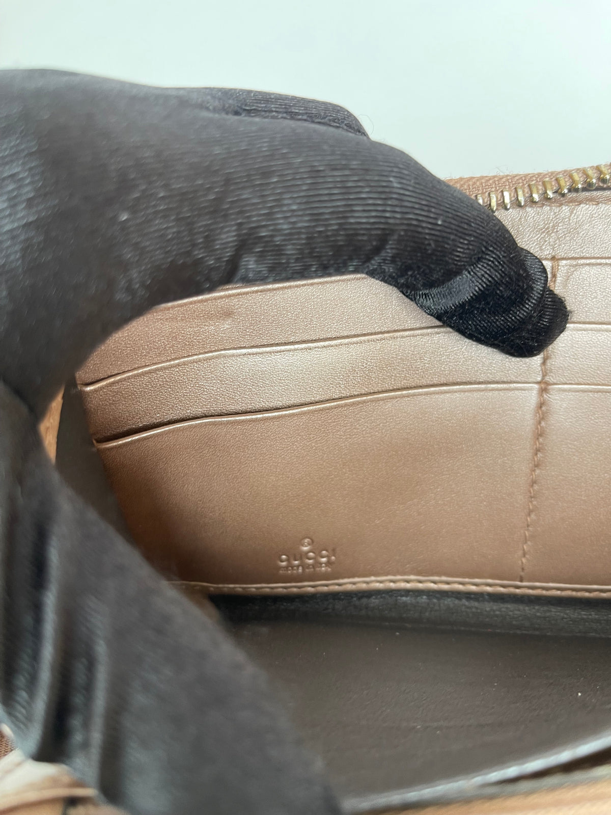 Gucci Guccissima Zip Around Wallet Beige