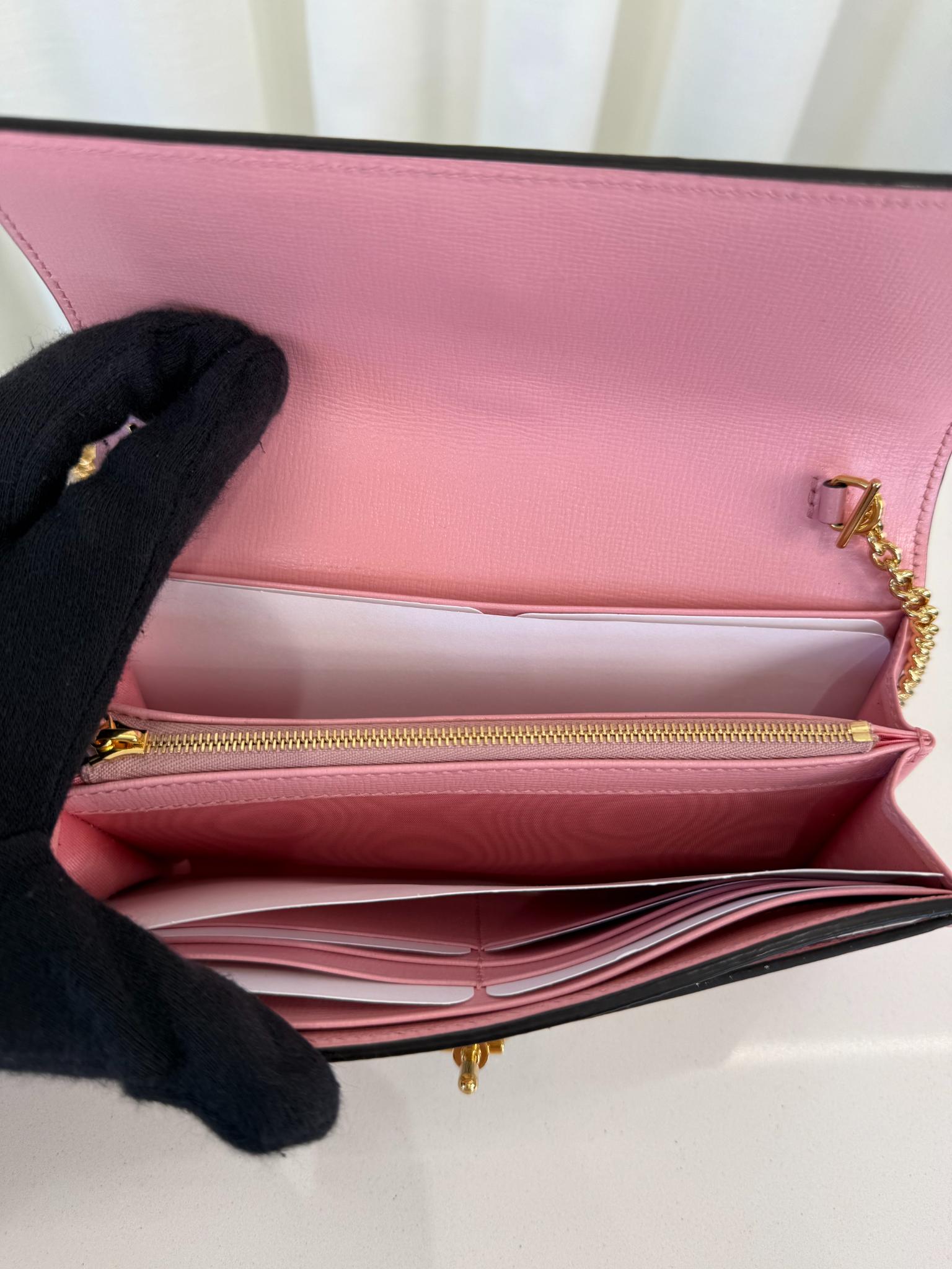 Gucci Jackie Limited Edition 1961 Pink/Multicolor Python Piston Lock Wallet on Chain