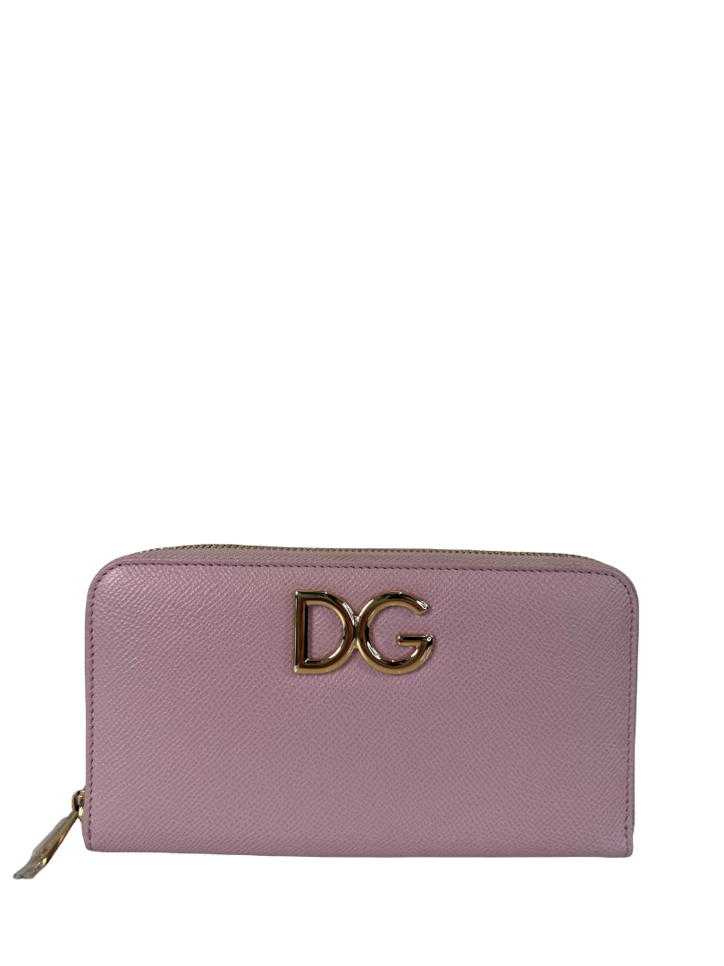 Dolce Gabbana DG Dauphine Leather Long Wallet Light Pink