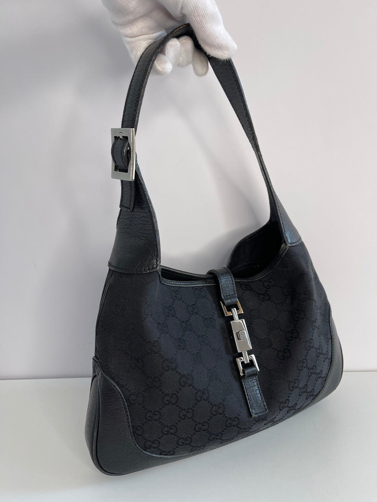 Gucci Jackie Black GG Canvas Bag