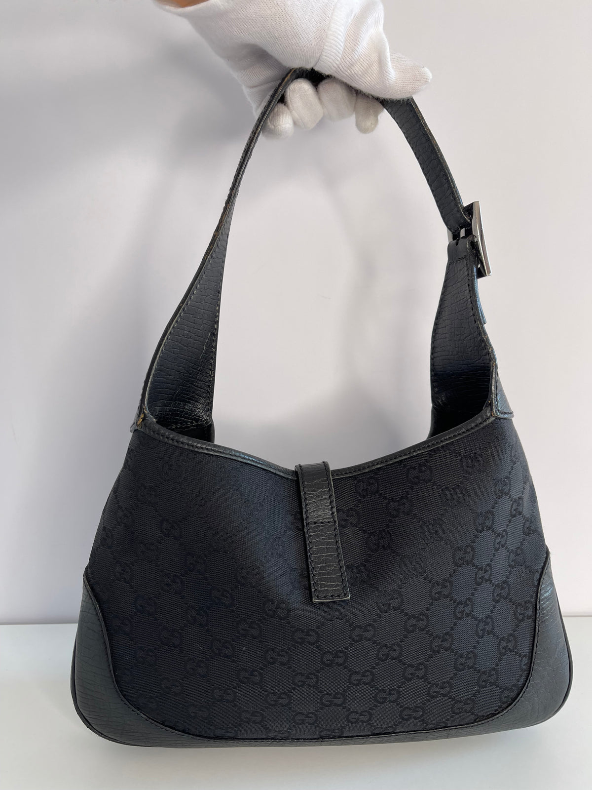 Gucci Jackie Black GG Canvas Bag