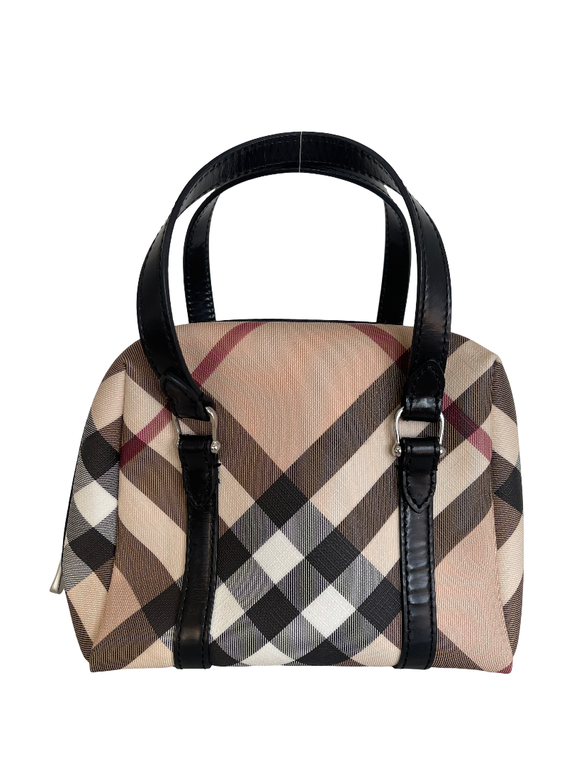 Burberry Top Handle Nova Check Canvas Mini Black