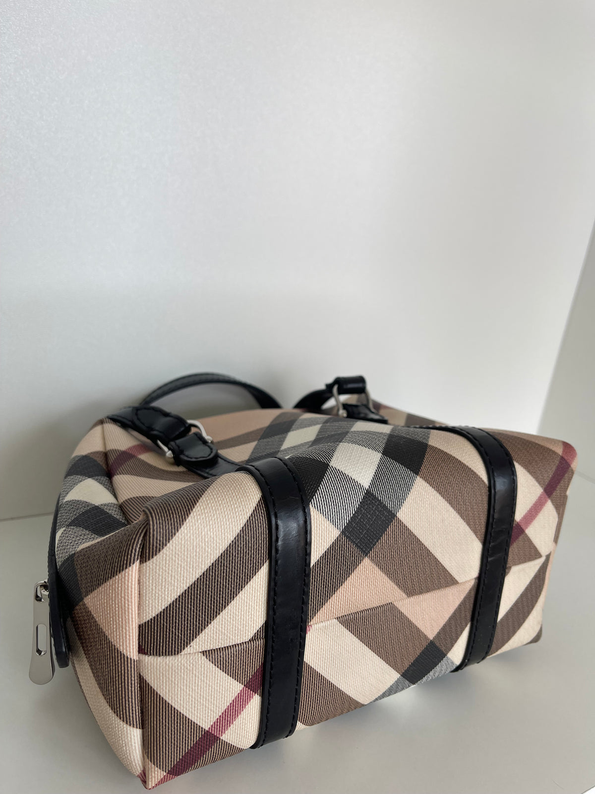 Burberry Top Handle Nova Check Canvas Mini Black