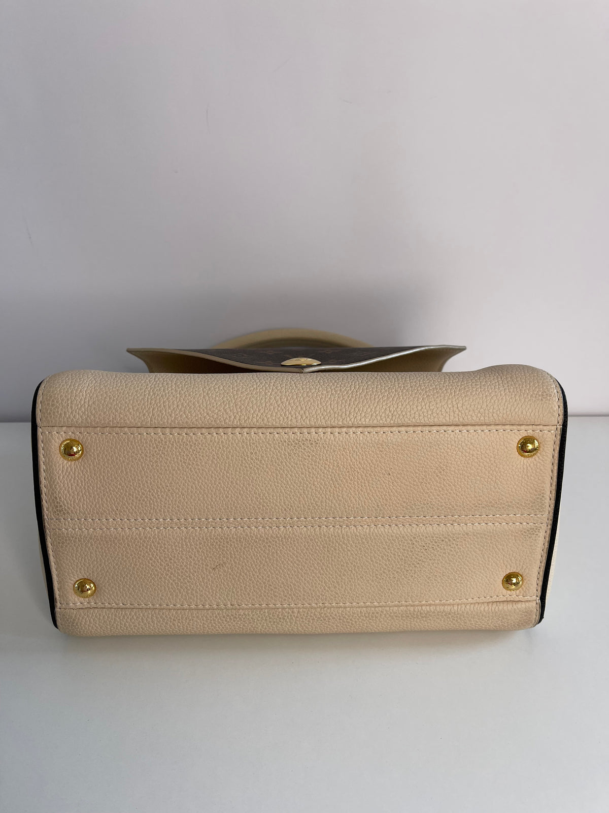 Louis Vuitton Double V Beige Leather Monogram Coated Canvas Handbag