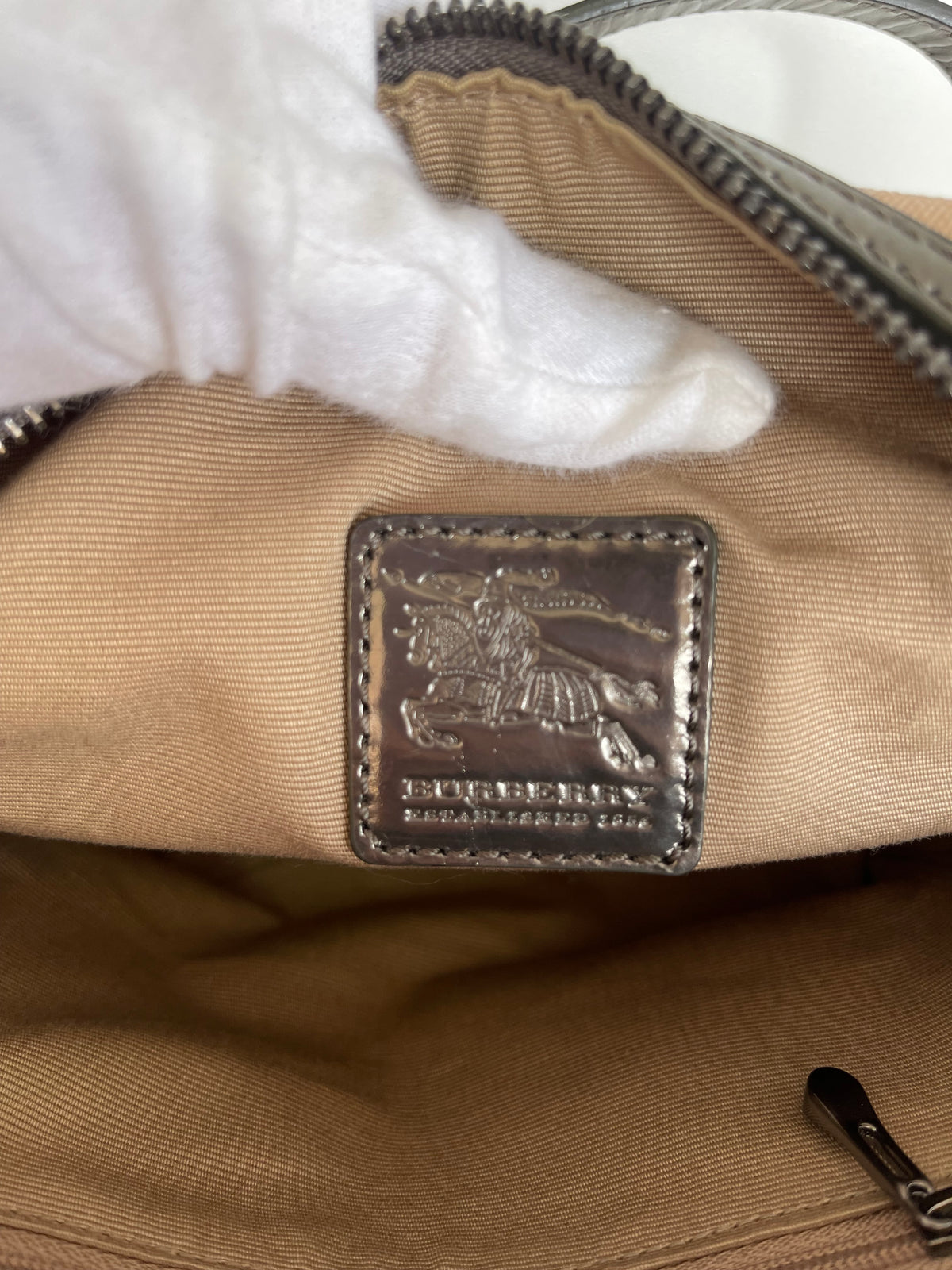 Burberry Top Handle Nova Check Canvas Mini Silvery