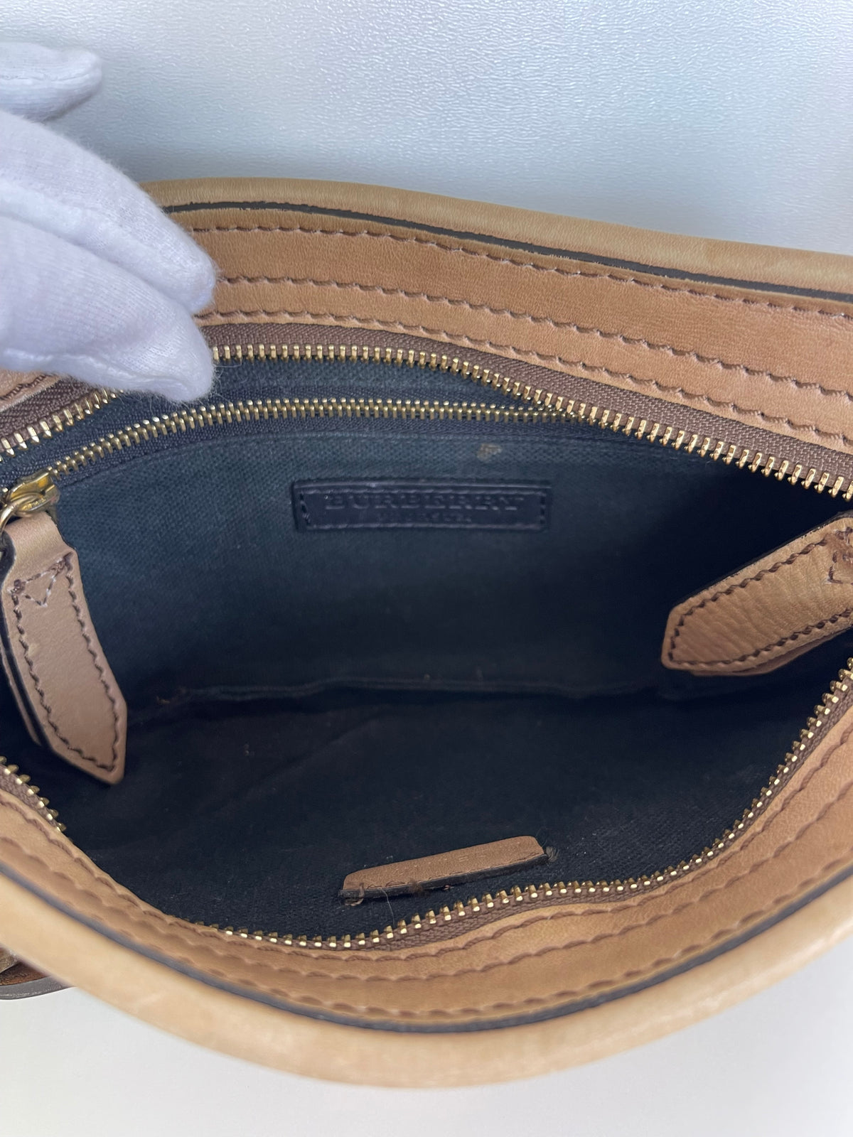 Burberry Beige Nova Check Canvas and Leather Studded Shoulder Bag