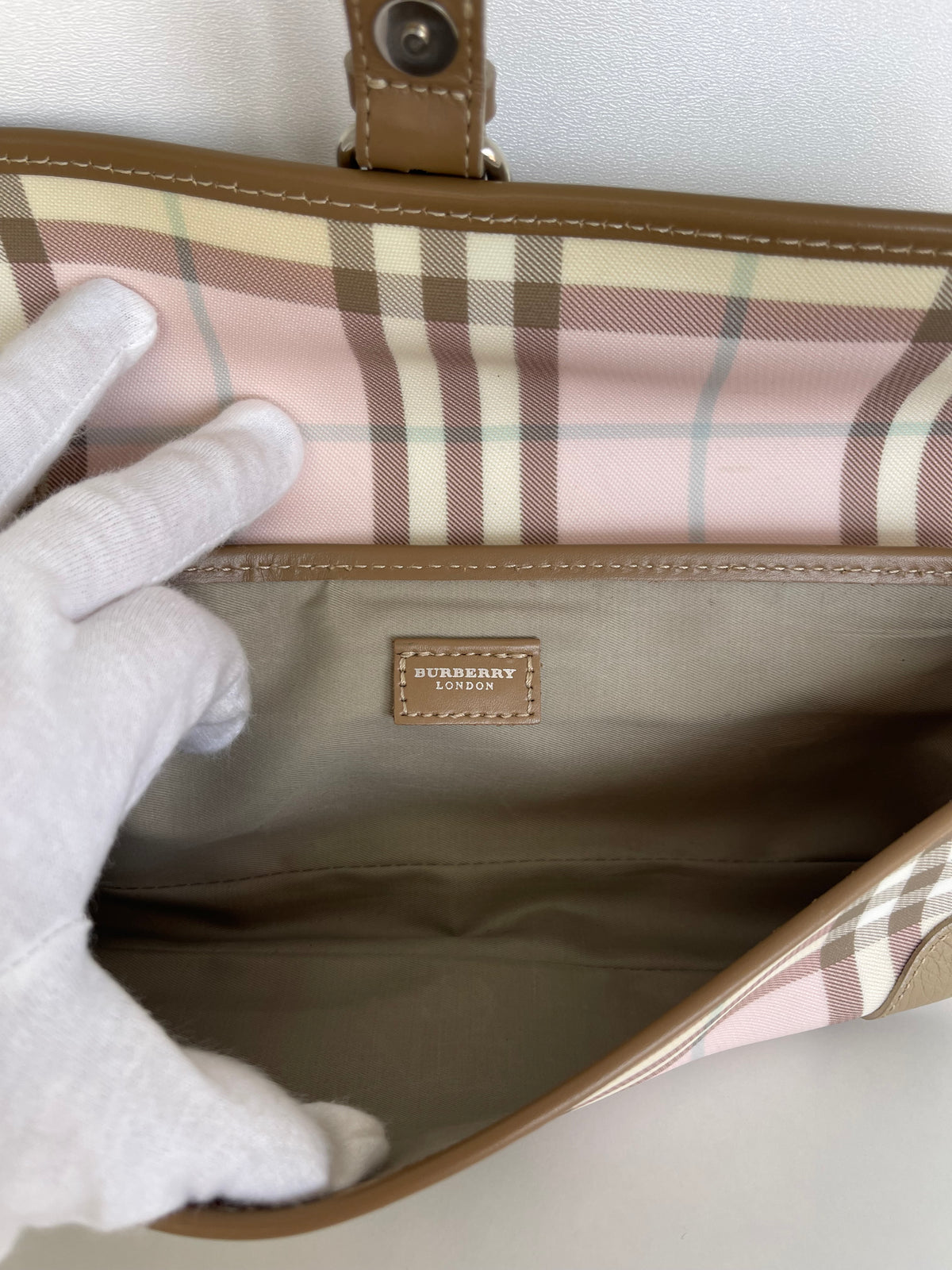 Burberry Candy Check Convertible Wristlet Clutch with Strap