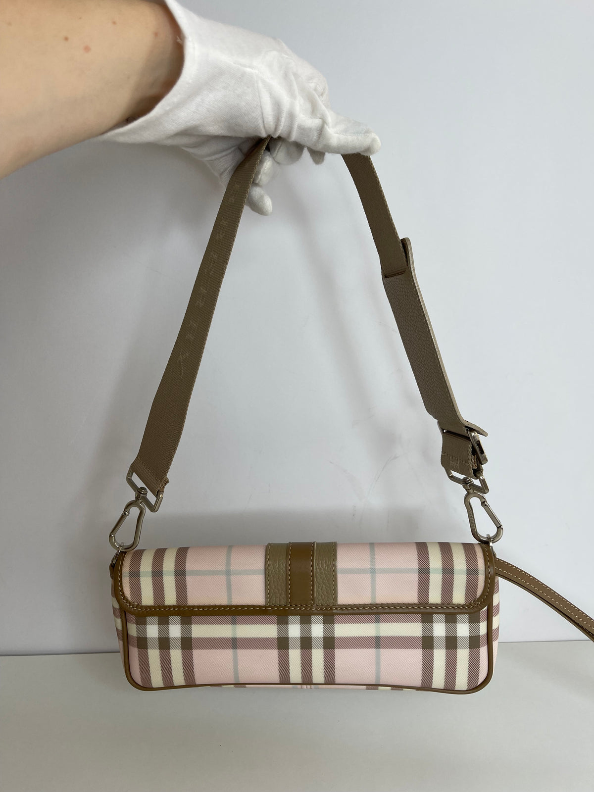 Burberry Candy Check Convertible Wristlet Clutch with Strap
