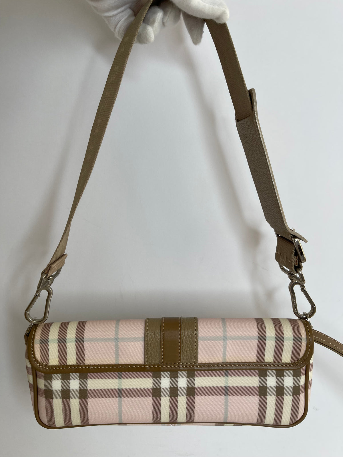 Burberry Candy Check Convertible Wristlet Clutch with Strap