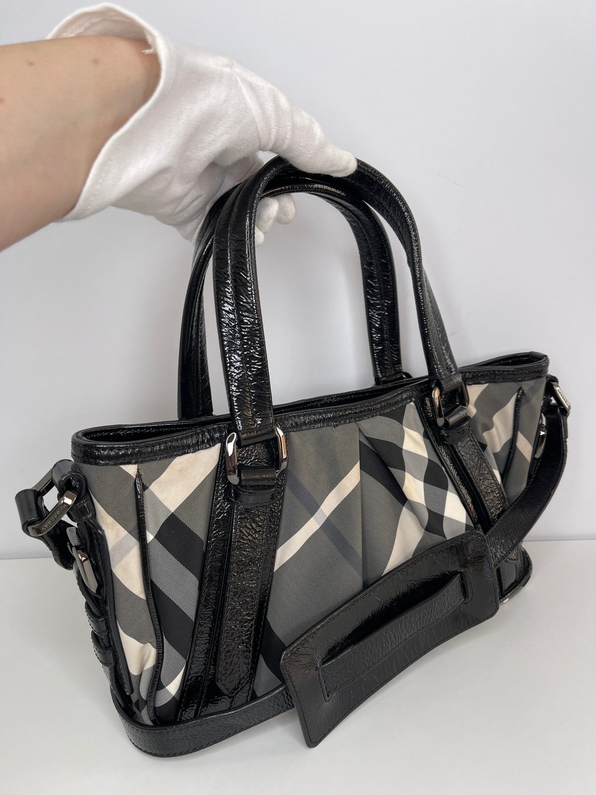 Burberry Nylon Beat Check Shoulder Bag Black