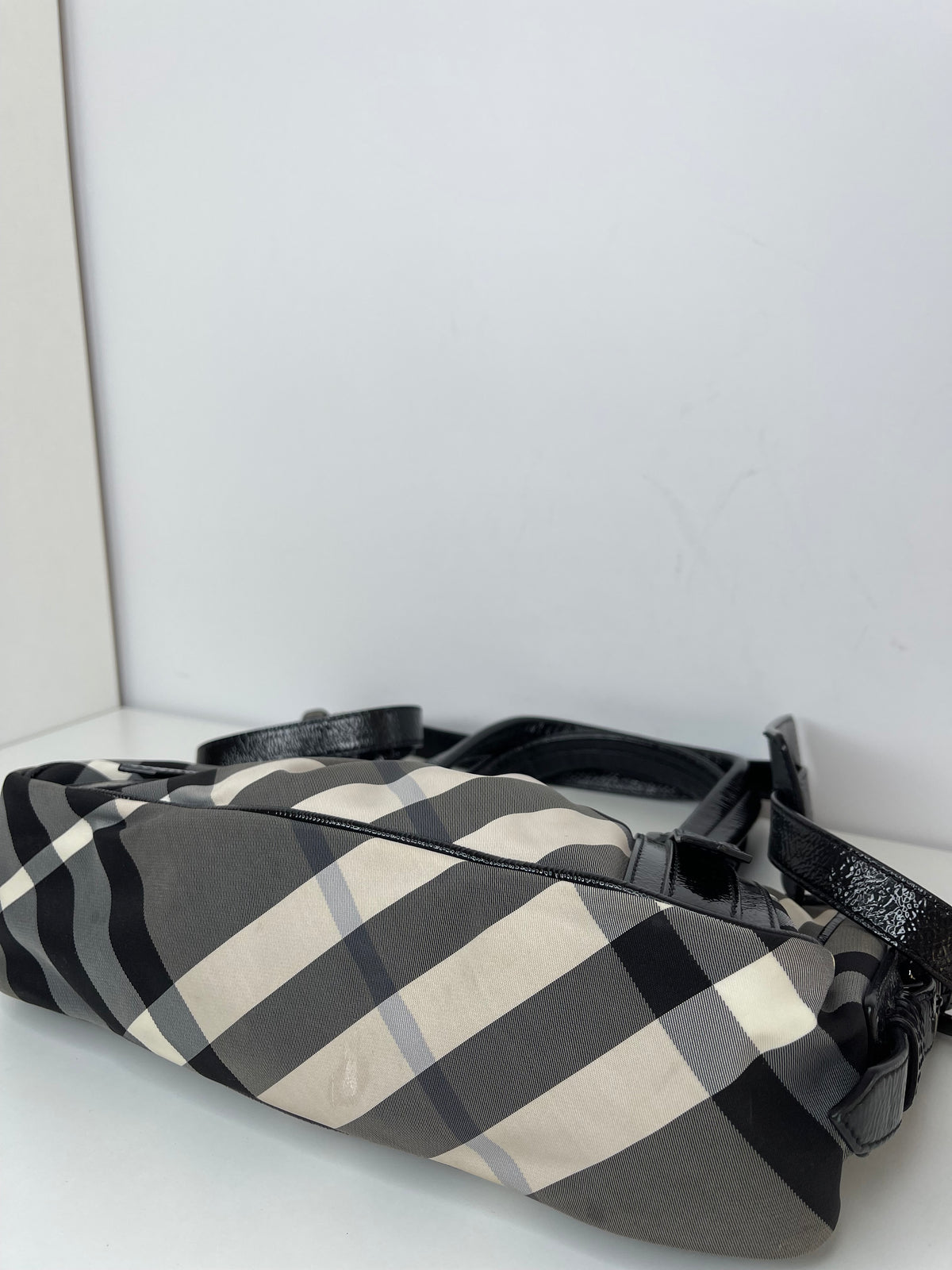 Burberry Nylon Beat Check Shoulder Bag Black