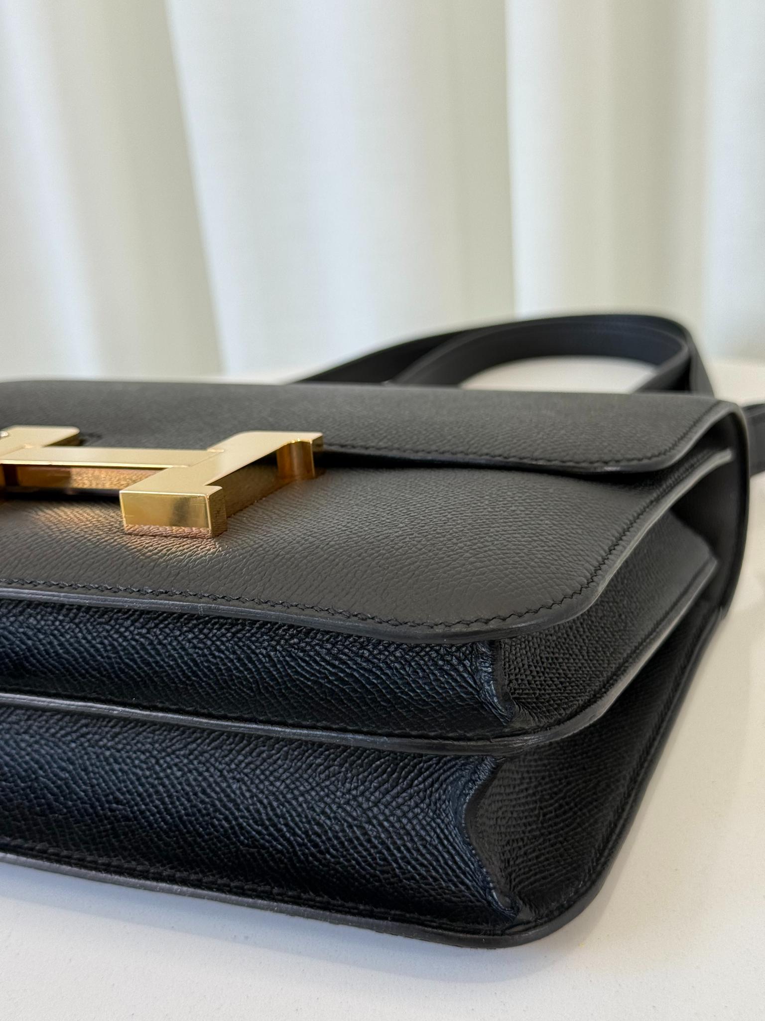 Hermès Constance 24 Black Epsom Leather Crossbody Bag GHW