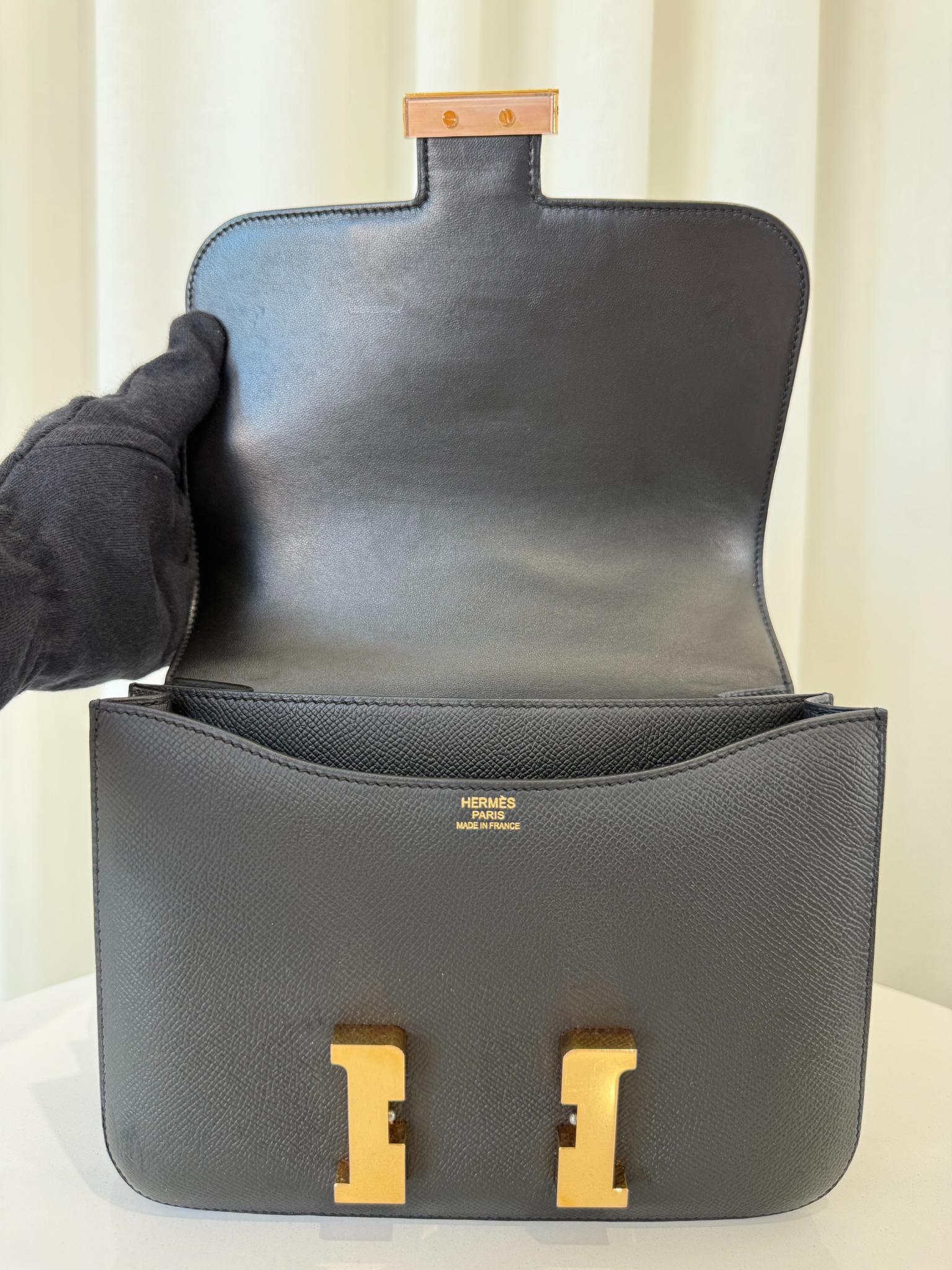 Hermès Constance 24 Black Epsom Leather Crossbody Bag GHW