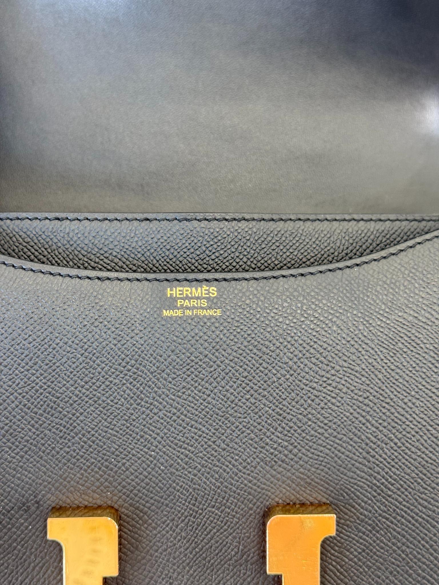Hermès Constance 24 Black Epsom Leather Crossbody Bag GHW