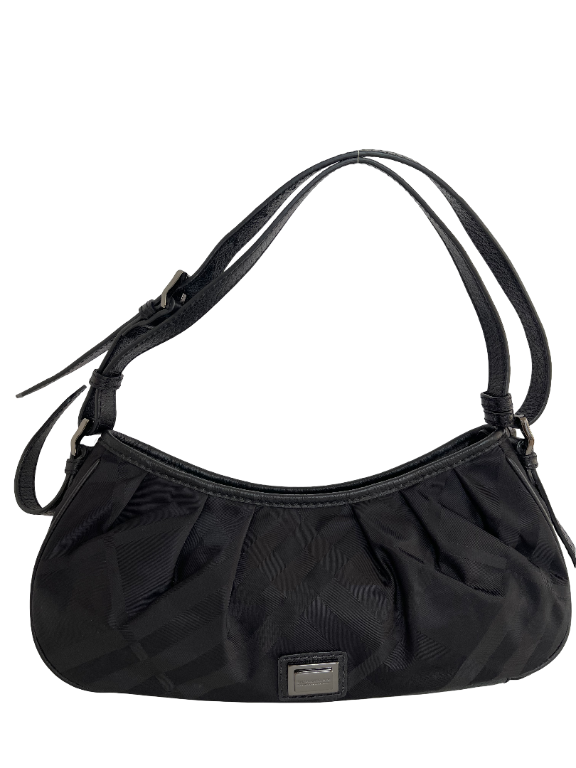 Burberry Nylon Beat Leather Trimmed Shoulder Bag